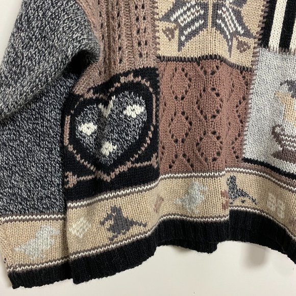 Eddie Bauer Sp Wool Knit Hearts Pom Pom Artsy EUC - Picture 5 of 5